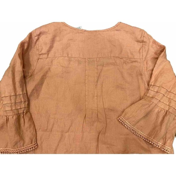 Soft Surroundings Longer Length 3/4 Length Sleeve Pink Linen Blouse Medium - Picture 5 of 5